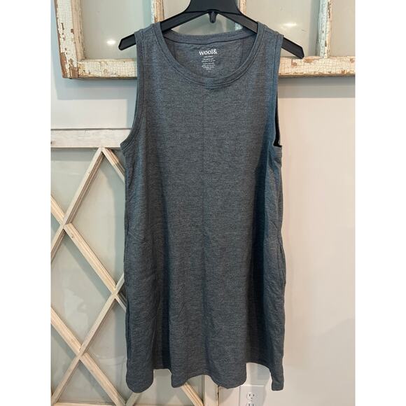 Wool& size large gray merino wool dress with pockets - Picture 1 of 3